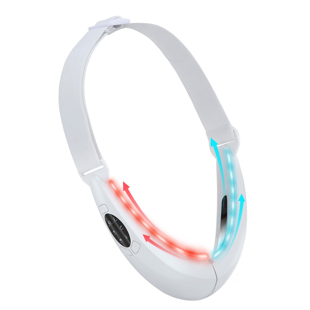 Đai Rung Massage Mặt Làm Thon Gọn Tạo Gương Mặt Chữ V Có Đèn LED Photon 5 Chế Độ Dòng Điện Cực Nhỏ