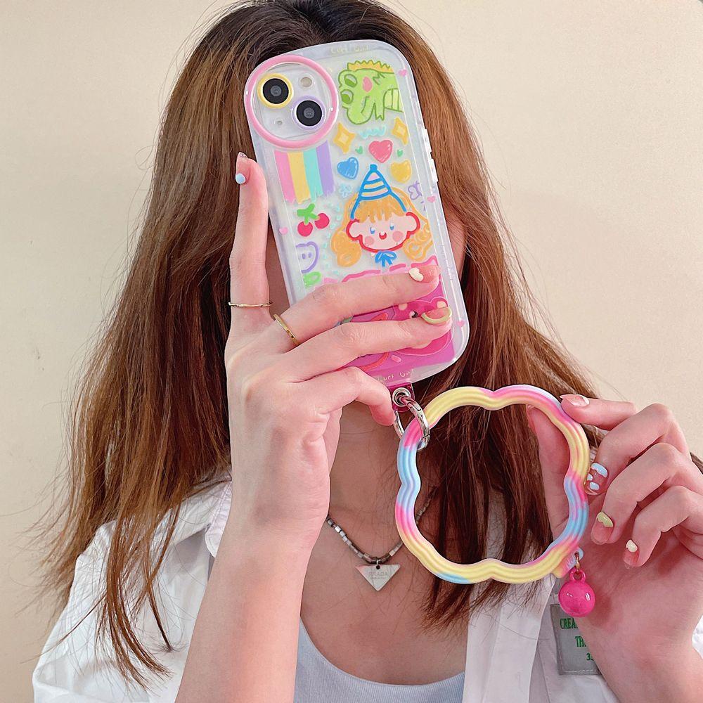 Ốp Điện Thoại Dẻo Kèm Vòng Đeo Tay &amp; Dây Đeo Chống Rơi Chống Mất Tiện Dụng Cho Iphone