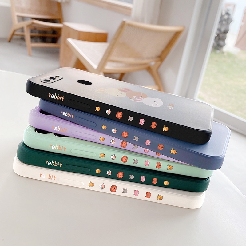 Ốp lưng oppo a5s a12 a7 f9 Ốp Điện Thoại TPU Silicone Hình Ba Chú Thỏ Đáng Yêu Kèm Dây Đeo Cho oppo a5s a12 a7 f9