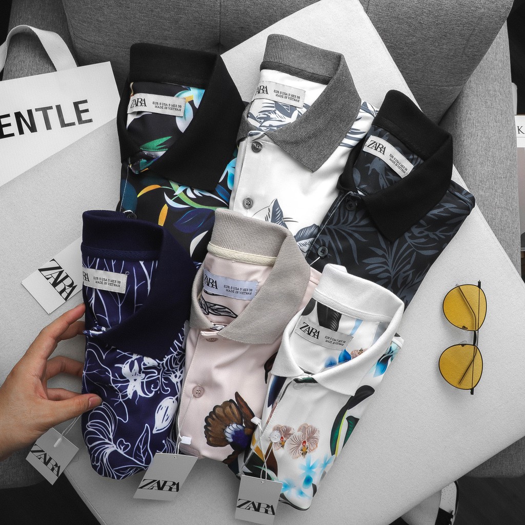 Áo polo in hoa cao cấp