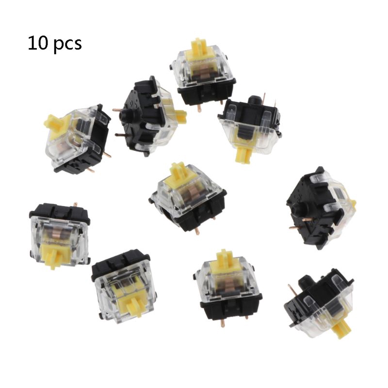 btsg* 10Pcs Mechanical Keyboard Gateron MX 3 Pin Yellow Switch Transparent Case