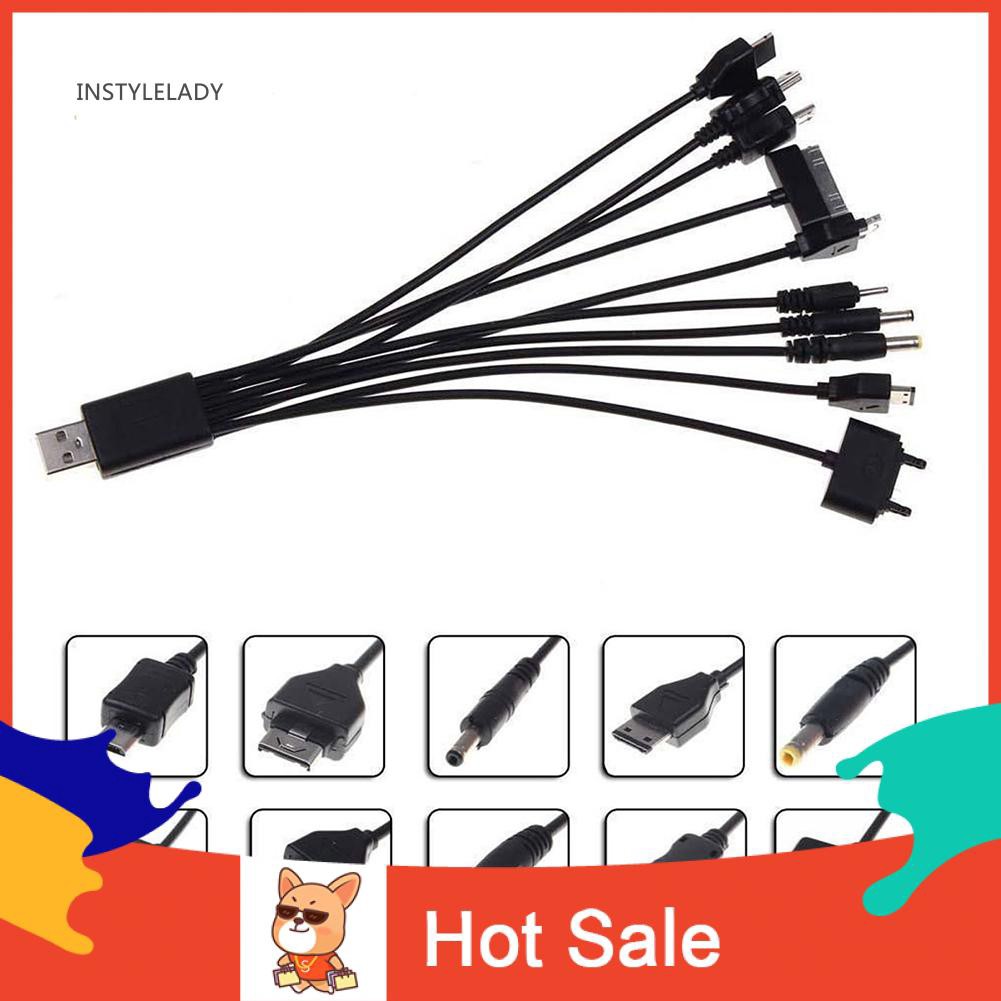 ✌ly Multi Line Pin Charger 10 in 1 Universal USB Cable Phone Mobiles Adapter Lead