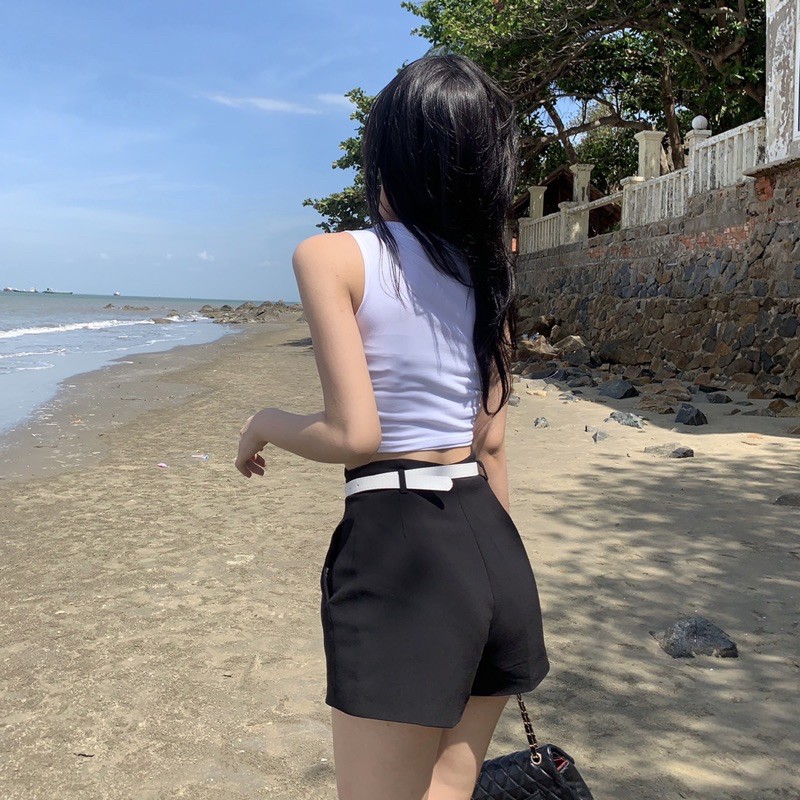 [100% GIỐNG ẢNH] Áo sơ mi cổ bánh bèo phối với quần short đơn giản thanh lịch theo phong cách Hàn Quốc | BigBuy360 - bigbuy360.vn