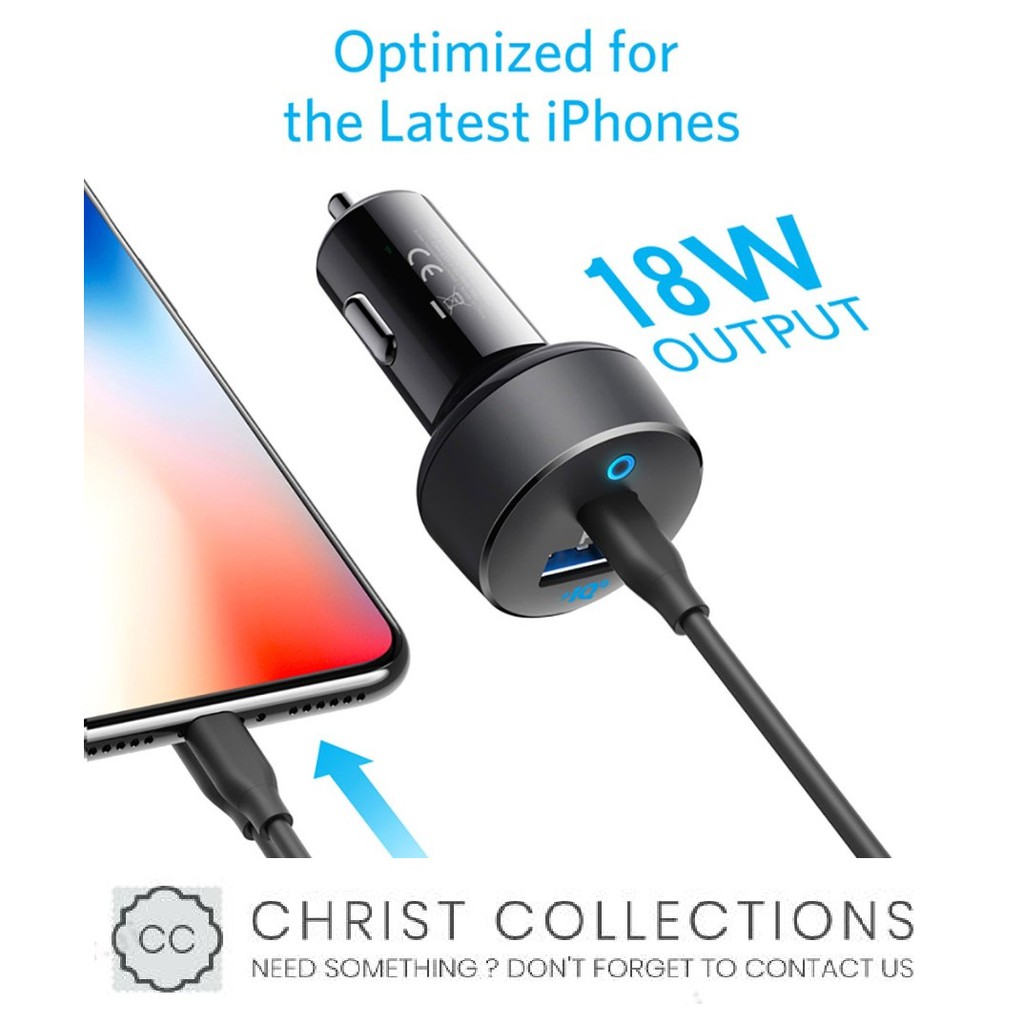 Anker Bộ Sạc Nhanh 30w Usb + Type C Pd Iq A2721 Cho Xe Hơi