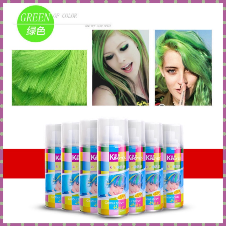 [Giá hủy diệt] Gôm Xịt Nhuộm Tóc Màu Xanh Lá Cây Tạm Thời Kingyes 120ml/Chai Giữ Nếp, Tạo Kiểu Tóc, Đổi Mầu Tóc