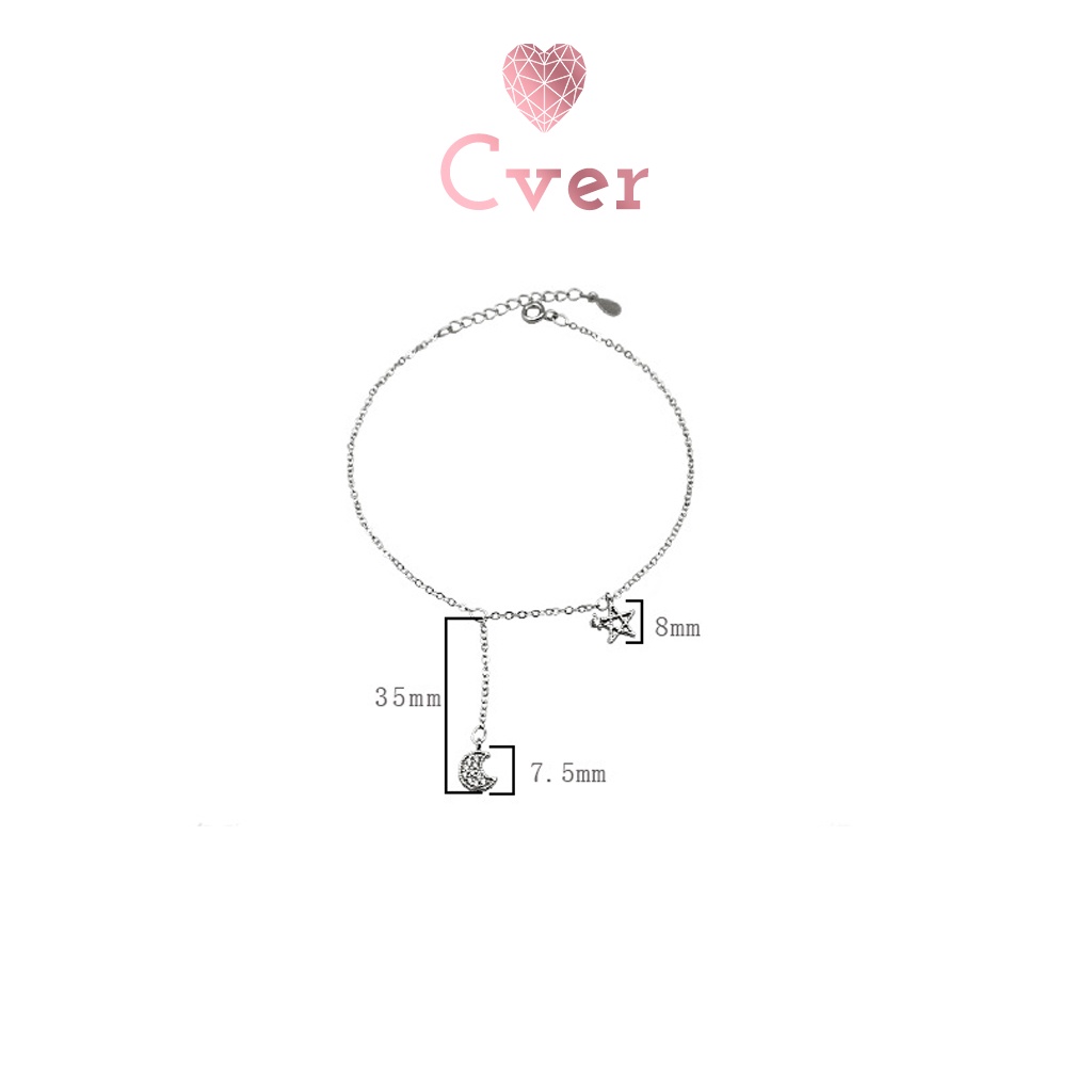 Lắc chân bạc Cver Silver S925 nữ hình trăng khuyết và ngôi sao đơn giản, nhẹ nhàng LC-JL-14