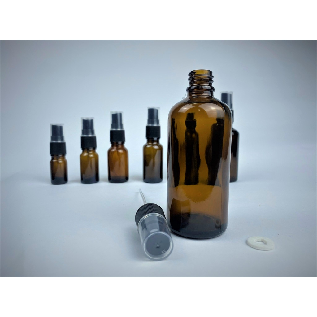 Lọ đựng chiết mỹ phẩm thủy tinh nâu nắp xịt 5ml/10ml/15ml/20ml/30ml/50ml/100ml [Giá sỉ/lẻ]