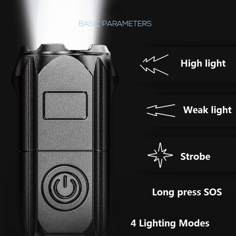 Đèn pin LED cầm tay ánh sáng mạnh có thể sạc lại chống thấm nước có thể phóng to siêu sáng xenon thích hợp ban đêm