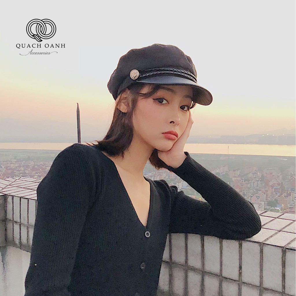 Mũ thủy thủ, mũ beret vành da cao cấp cá tính - MU11