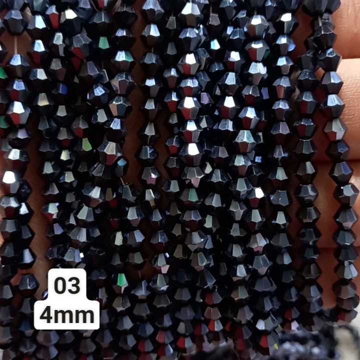 100 viên pha lê  nhiều màu 4mm hình chóp