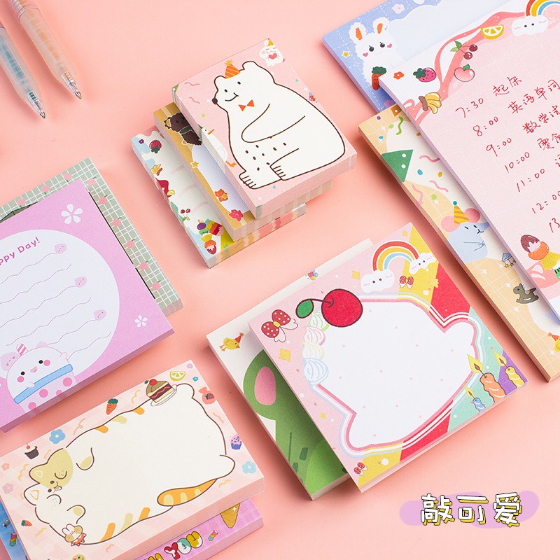 Set 100 Tờ Giấy Ghi Chú 50/80/100 Tờ Có Hình Thời Gian Màu Sắc Đơn Giản Tiện Dụng