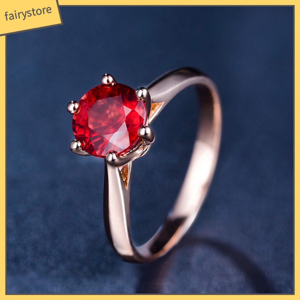 Nhẫn Hợp Kim Đính Đá Ruby Nhân Tạo Thời Trang Cho Nữ