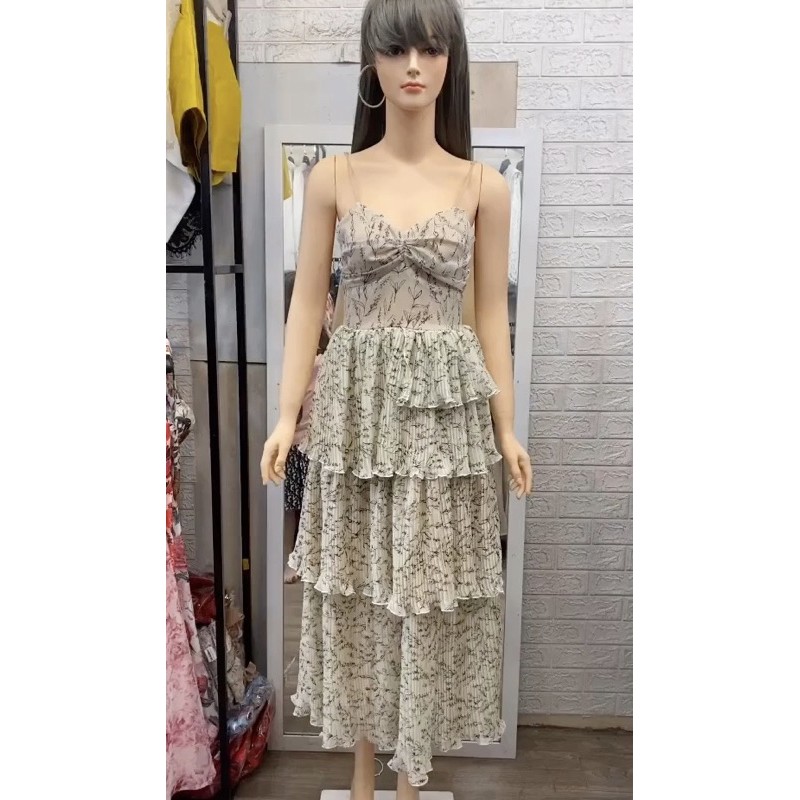 Váy hoa hai dây dập ly