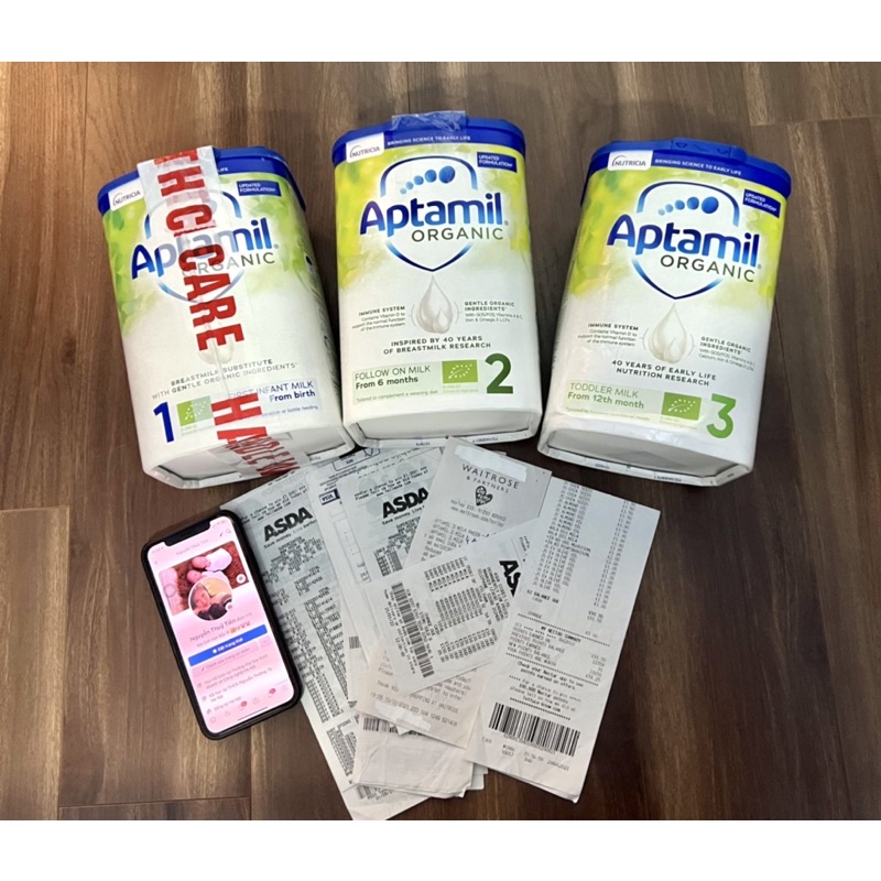 Sữa bột Aptamil Organic Anh hộp 800g đủ số 1 2 3!