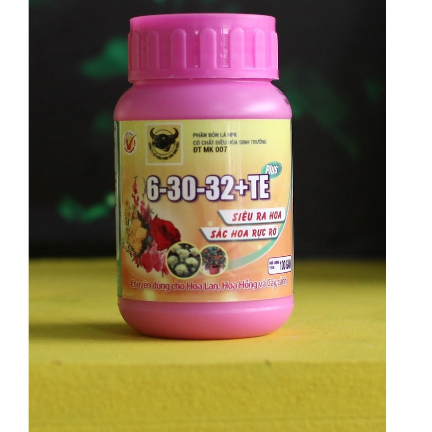 Phân bón Đầu Trâu 6-30-32 TE Plus 100gram kích thích Siêu ra hoa465