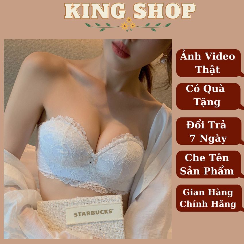 Áo ngực không dây nâng ngực chống tụt, Áo bra Su Ren siêu mát mềm mịn cúp ngang, quả trơn sang trọng, nóng bỏng A930