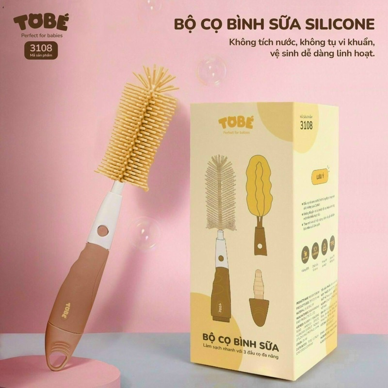 Bộ Cọ Rửa Bình Sữa Silicone Tobé 5 Chi Tiết Cho Bé
