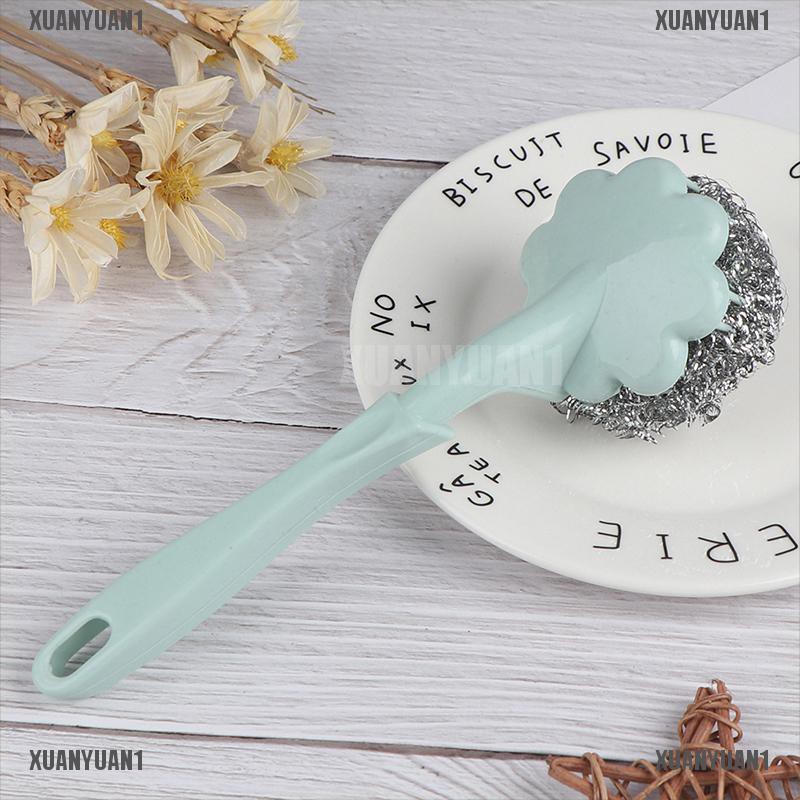 [XUANYUAN1] Bàn Chải Bóng Sợi Thép Không Gỉ Với Tay Cầm Dài Cho Nhà Bếp