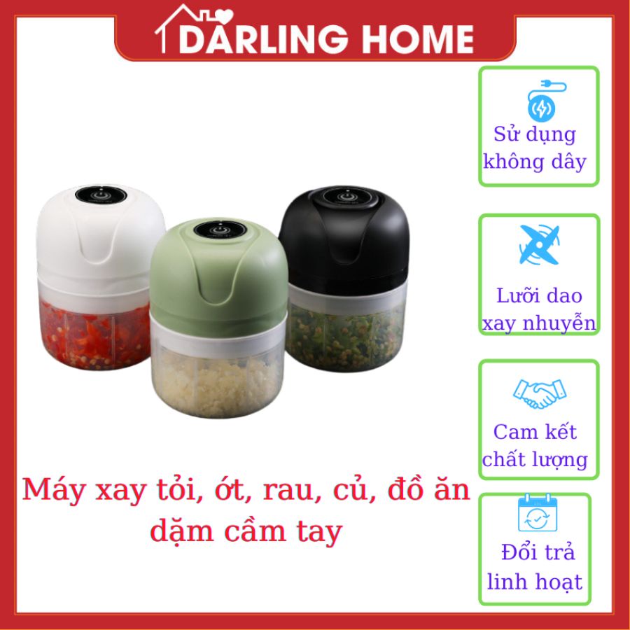 Máy Xay Tỏi Ớt Mini Cầm Tay, Dụng Cụ Xay Tỏi Ớt, Máy Xay Đồ Ăn Dặm Cho Bé  250ml Siêu Tiện Lợi - Darling Home