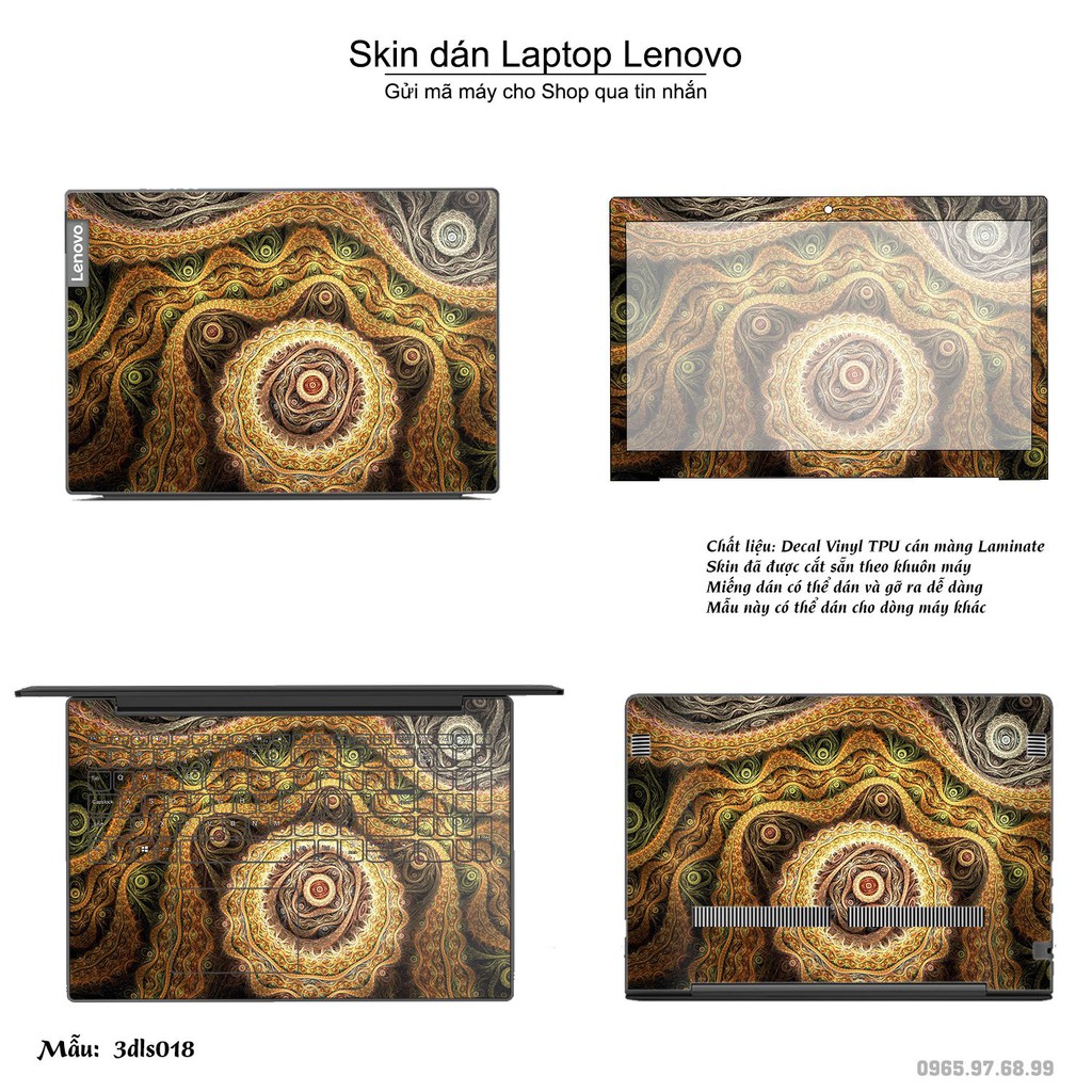 Skin dán Laptop Lenovo in hình 3D Abstract (inbox mã máy cho Shop)