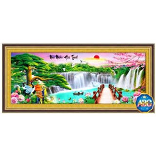 TRANH ĐÍNH ĐÁ NON NƯỚC HỮU TÌNH, DF321,120X52CM,CHƯA ĐÍNH
