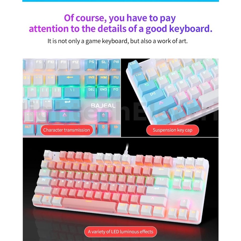 Bàn Phím Cơ Chơi Game RGB 87 Phím Có Dây