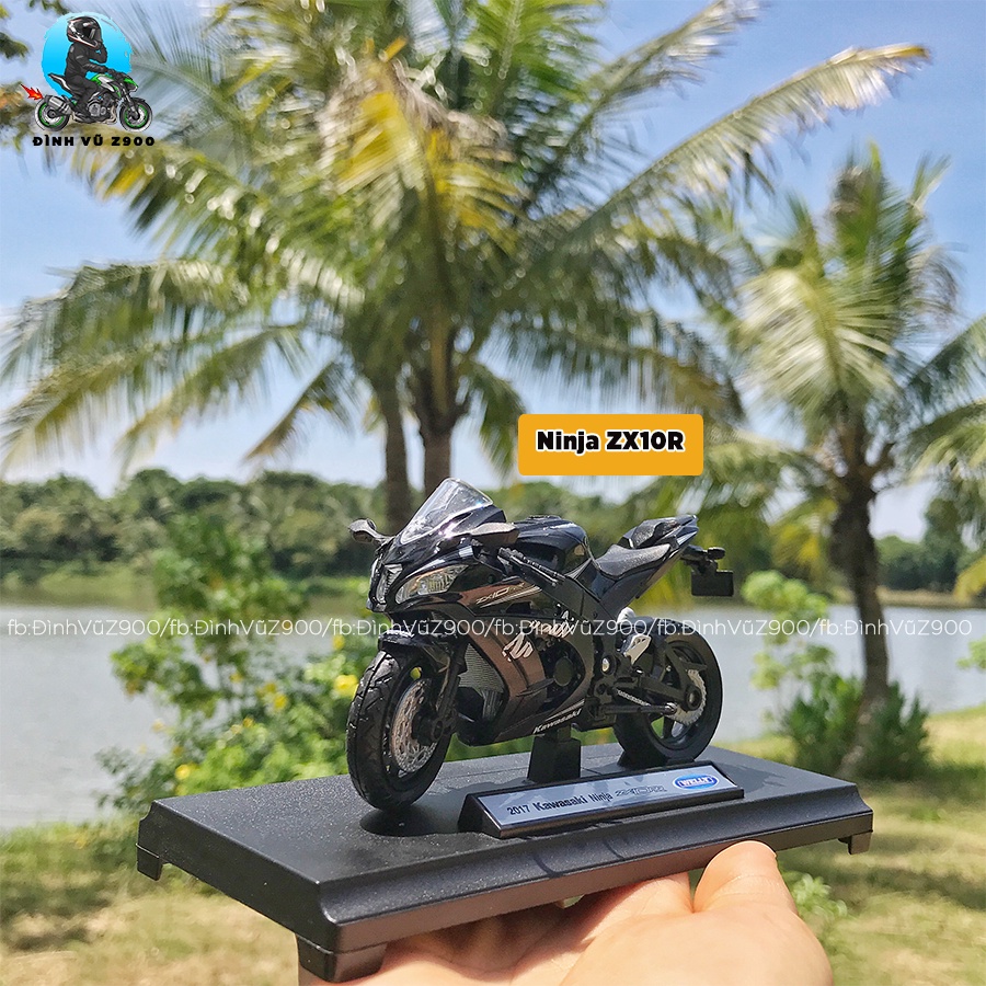 Xe mô hình Kawasaki Ninja ZX10-R chất chơi - Tỉ lệ 1/18