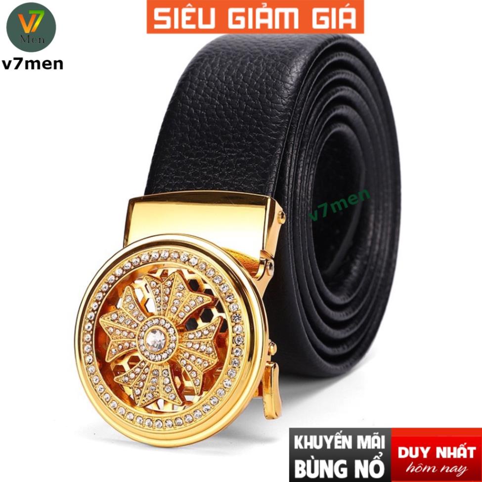 Thắt Lưng Da Nam Khóa Tự Động Cao Cấp Dây Nịt Nam Mặt Xoay Chính Hãng - v77men *