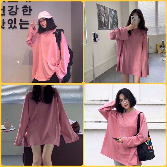 Áo phông Unisex trơn dài tay form thụng nhiều màu - Áo phông Unisex tay dài
