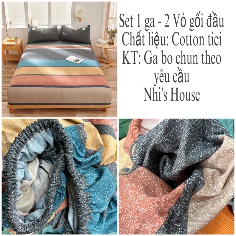 Sét ga gối cotton tici mới vải mềm mịn, không xù lông | BigBuy360 - bigbuy360.vn