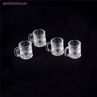 gentlehaeey♥4 pcs 1/12 Doll house Miniature kitchen tableware plastic beer mug glass cups