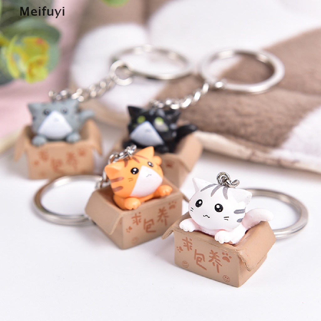 [Meifuyi] Lovely Cartoon Cat Key Rings Chains Pendant Ornament For Bag Car Keychain Gift COD
