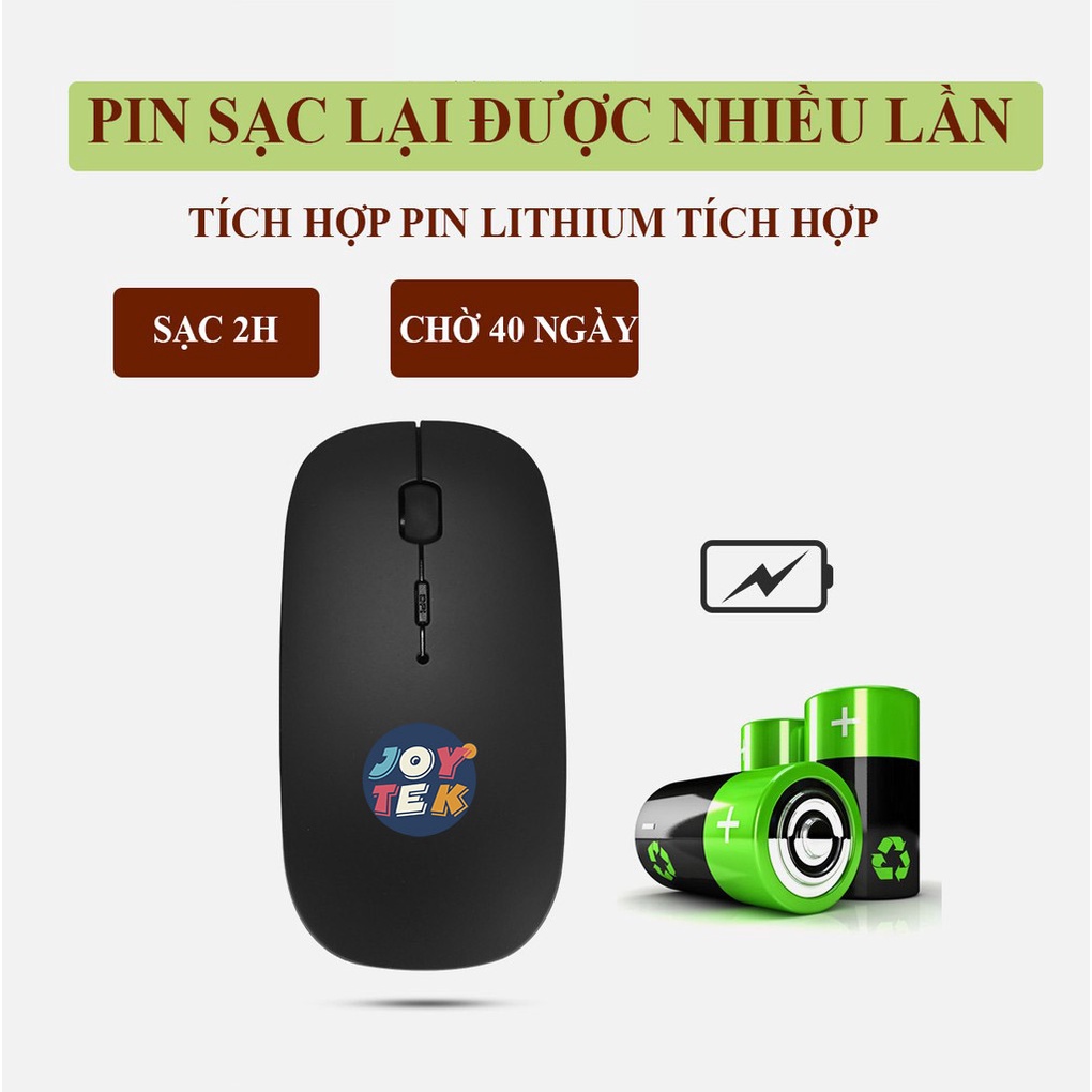 Chuột không dây bluetooth 2.4ghz tự sạc pin 2 trong 1 chống ồn cho điện thoại, máy tính bảng, laptop