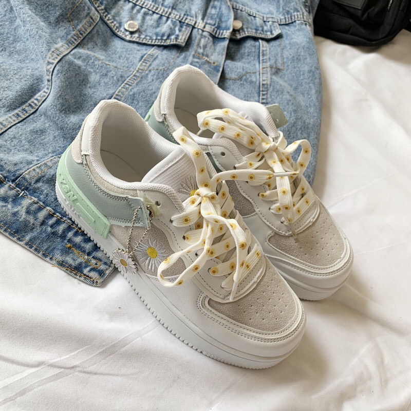 {HCM / CÓ SẴN / ẢNH THẬT} GIAYF THỂ THAO SNEAKER CỔ THẤP XANH HOA CÚC PHONG CÁCH HÀN QUỐC SIZE 36 G4-36245