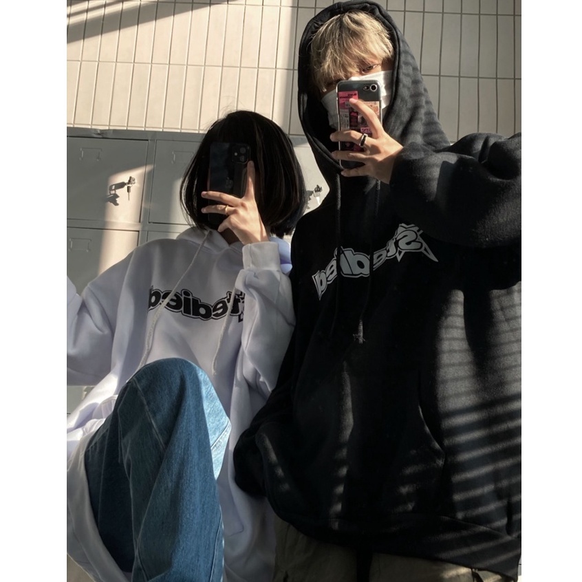 Áo hoodie đôi nam nữ, áo hoodie form rộng unisex màu trắng, màu đen