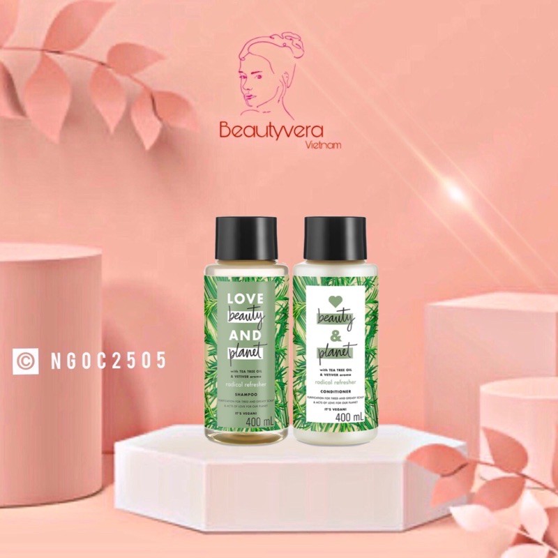 Combo Detox tóc dầu bết dầu gội &amp; dầu xả Love beauty and Planet 400ml/chai