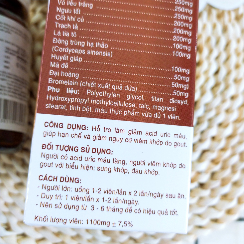 GOUTT - Hỗ trợ giảm nguy cơ viêm khớp do Gout hộp 50 viên