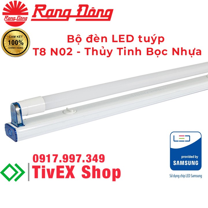 Bộ đèn LED tuýp T8 N02 Rạng Đông - Thủy tinh bọc nhựa