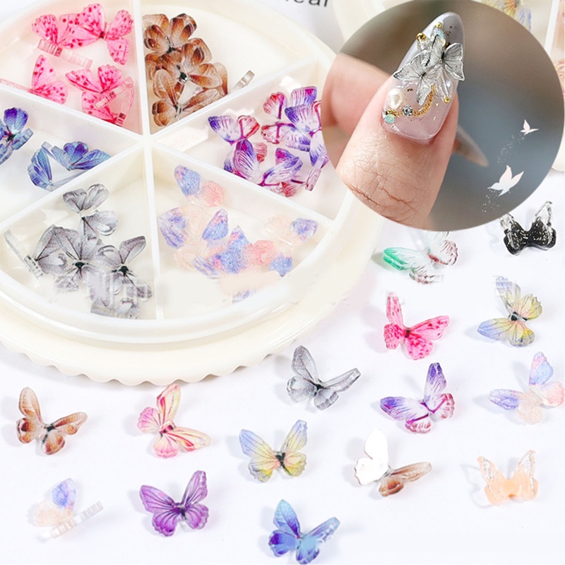 Set 30 Phụ Kiện Trang Trí Móng Tay Nghệ Thuật DIY Hình Bướm Xinh Xắn