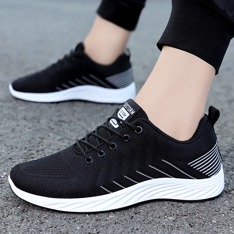 Giày thể thao nam sneaker phong cách classic, chất liệu vải dệt mềm, màu đen cơ bản, đế cao su trắng đúc - Mã SP: B603