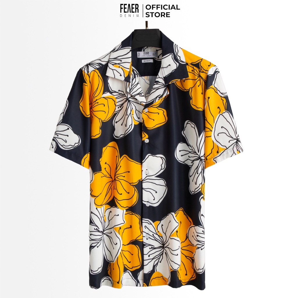 Áo sơ mi nam FEAER DENIM họa tiết hoa mai chất liệu mango mềm mịn, co giãn Ochna