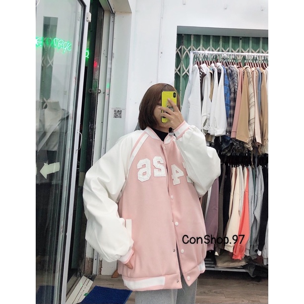 Áo Khoác Bomber Dạ Phối Tay Da Trần Phao Dáng Rộng Unisex Cho Cả Nam Nữ Chữ E426 | BigBuy360 - bigbuy360.vn
