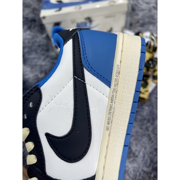 Giầy Thể Thao Tracvis Scott Fragment Design Xanh Trắng Low Best | Đế Khâu -Mông Tròn)