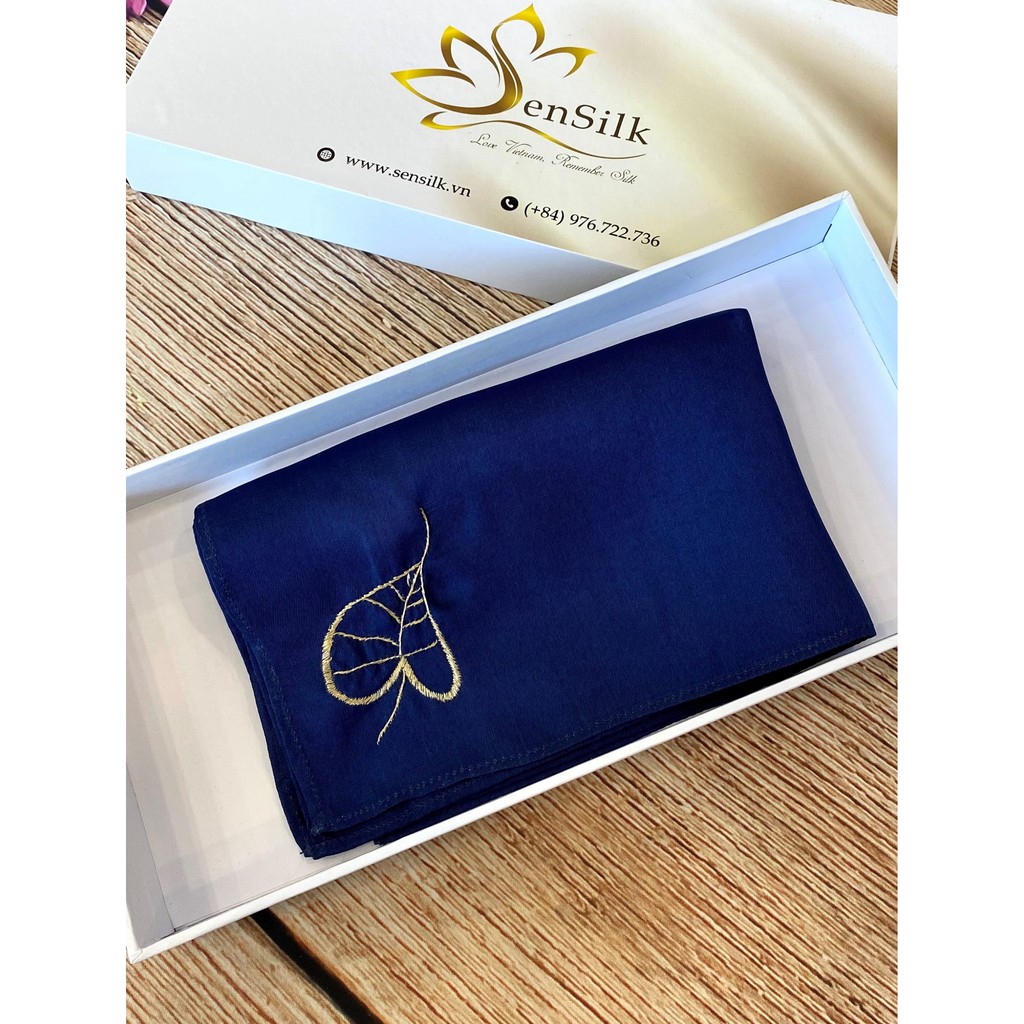 Khăn Thêu SenSilk Lá Bồ Đề - Món Quà Bình An  35*35cm