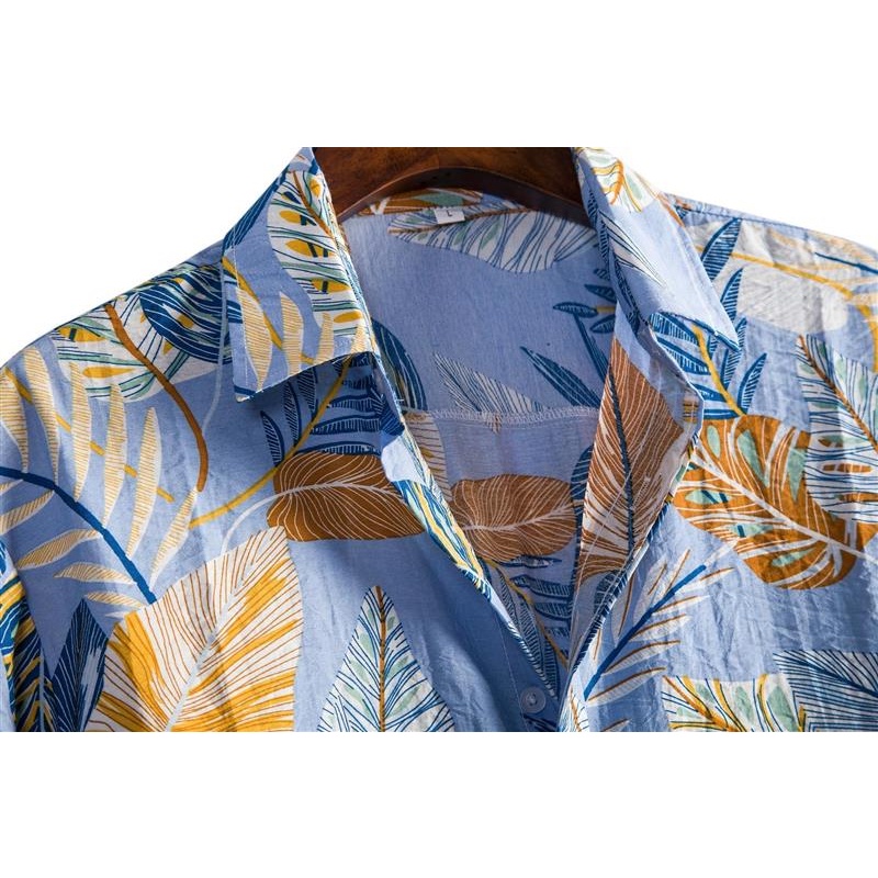 ( Hàng Mới ) Áo Sơ Mi Hè Ngắn Tay Phối Họa Tiết Loang Đen, Lụa Chéo Du Lịch Hoạt Động Hè Thoái Mải Mã T992