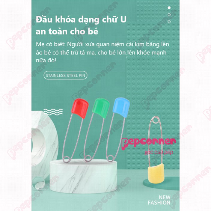 Kim băng cài áo vỉ 6 chiếc đủ màu đầu khóa chữ U an toàn chất liệu thép không gỉ