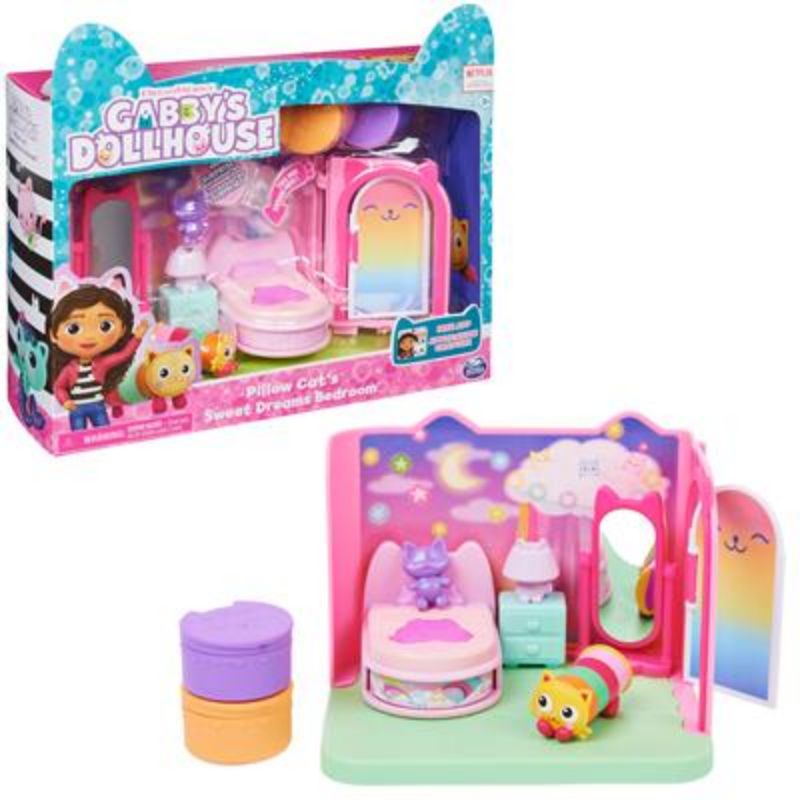 Gabby Dollhouse: Bộ đồ chơi Nhà búp bê Gabby ở phòng ngủ, phòng tắm, phòng bếp và phòng nhạc
