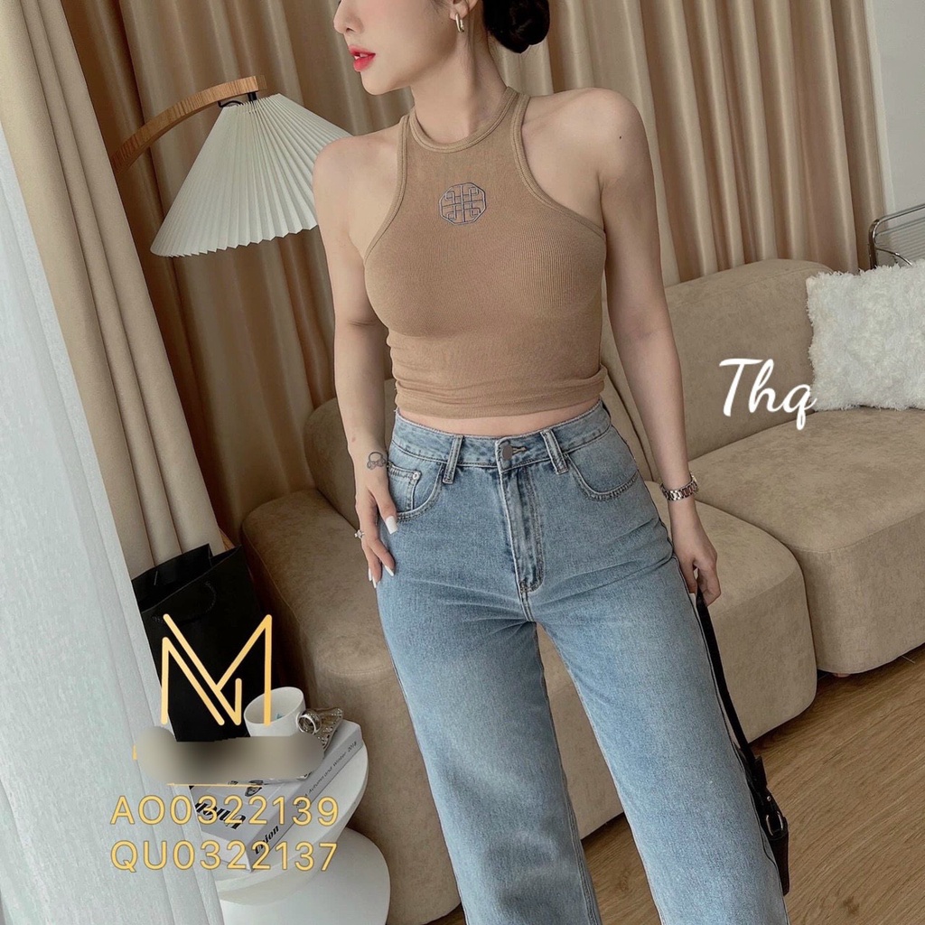 Áo ba lỗ cổ tròn khoét vai logo