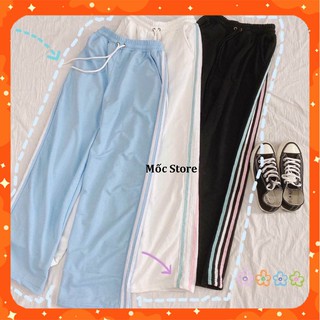 Quần nỉ thể thao rainbow nữ 🍀freeship🍀 quần viền 3 sọc basic unisex 3 màu