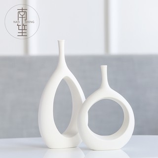 Cặp bình gốm thân rỗng trang trí nội thất phòng khách, trang trí kệ tivi, kệ tủ phòng khách, bình cắm hoa trang trí đẹp